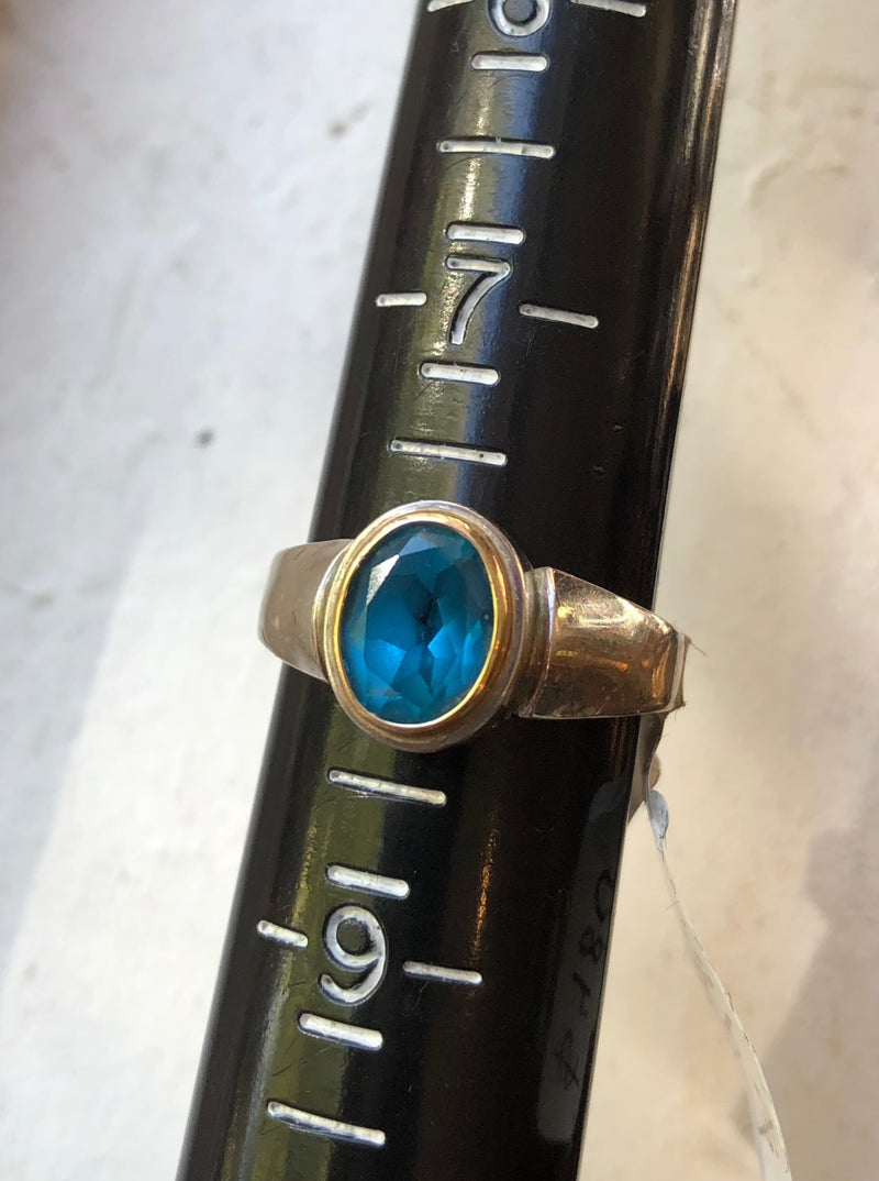 Iden Aquamarine 14k Gold and Sterling Silver Ring