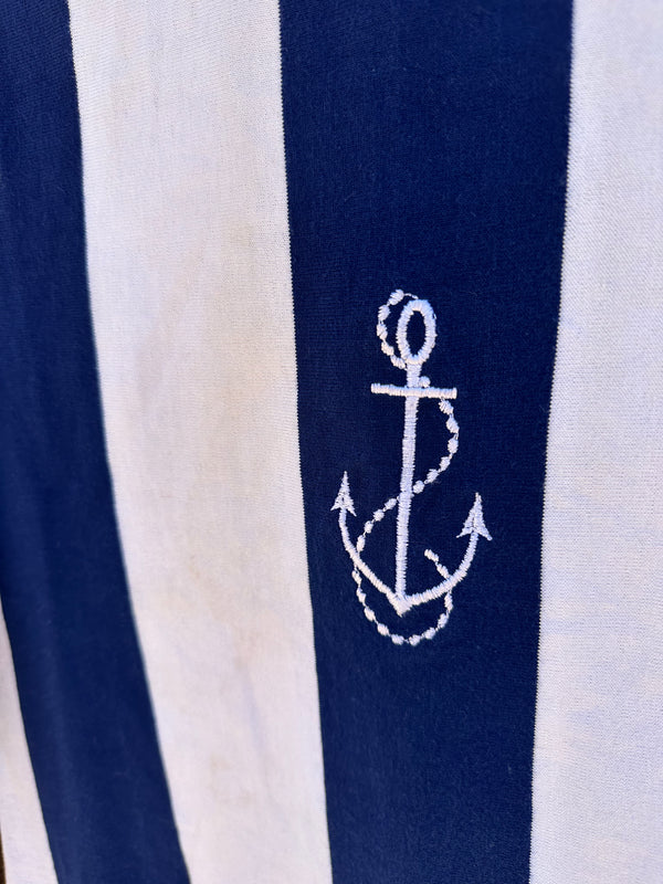 Anchor White and Blue Long Sleeve Tee